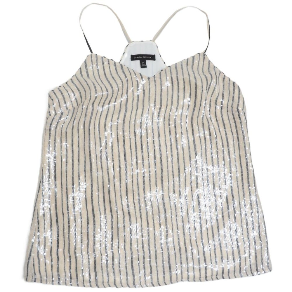 Banana Republic Sparkly Sequin Racerback Tank Top Party Date Night‎ Women's MED